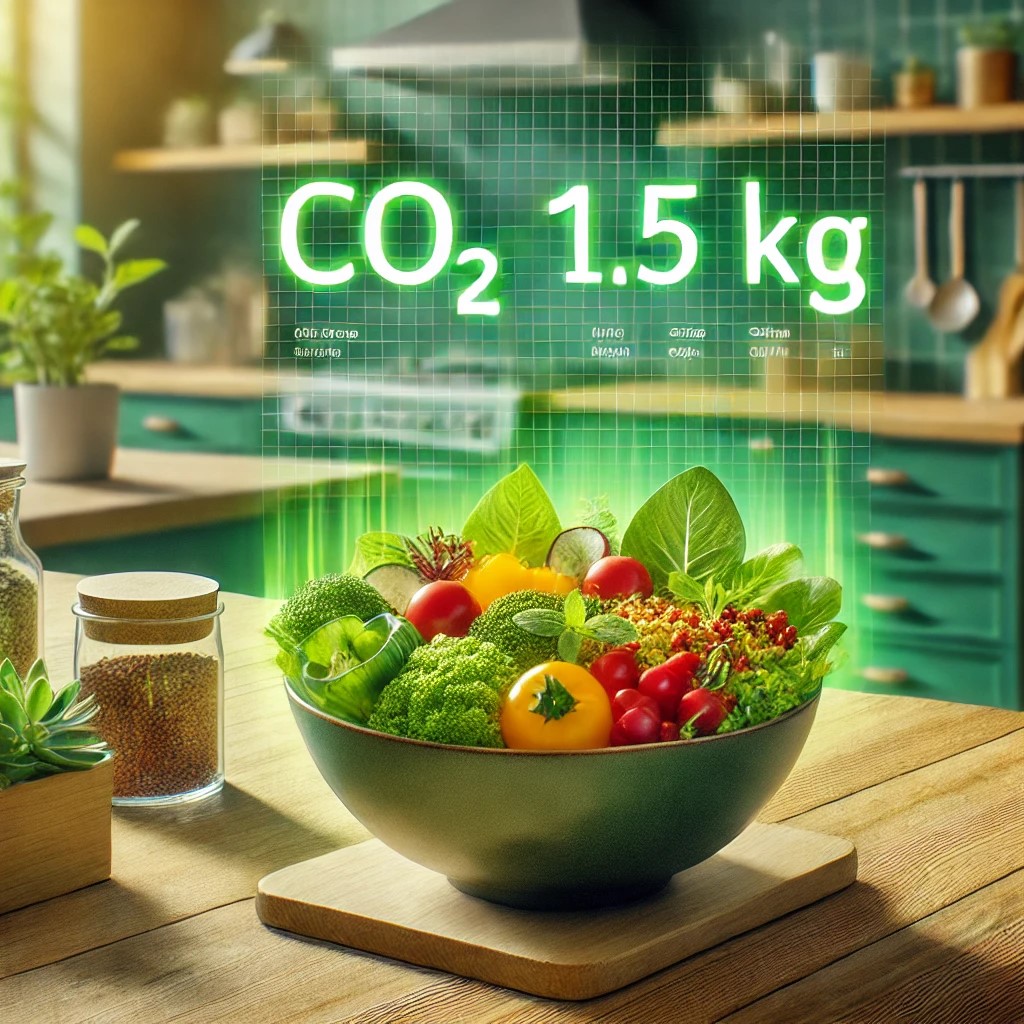AI food sustainability meal prep with tech overlay USA 2025
